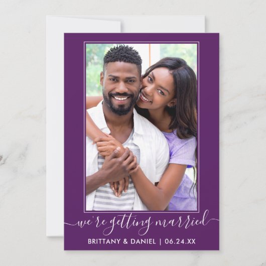 Trendy Script Getting Lila Save The Date (Vorderseite)