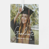 Trendy Script Graduate Personalisiert Foto Ornament Aus Glas (Vorderseite links)
