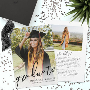 Trendy Script Graduate Simple Foto Abschluss Ankündigung