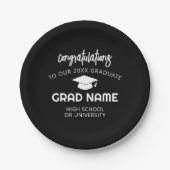 Trendy Script Graduation Party - Black Pappteller (Vorderseite)