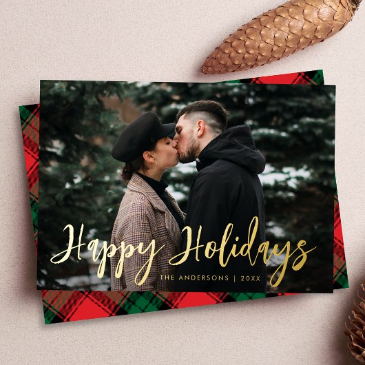 Trendy Script Happy Holidays Foto Folien Feiertagskarte