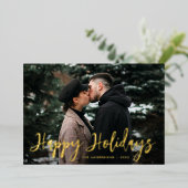 Trendy Script Happy Holidays Foto Folien Feiertagskarte (Stehend vorne)
