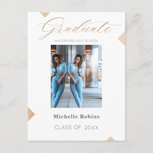 Trendy Script High School Abschluss Ankündigung Postkarte (Vorderseite)