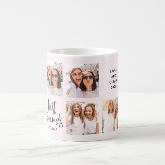 Trendy Script in Blush | Multi Foto Best Friends Kaffeetasse (Mittel)
