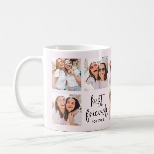 Trendy Script in Blush | Multi Foto Best Friends Kaffeetasse (Links)