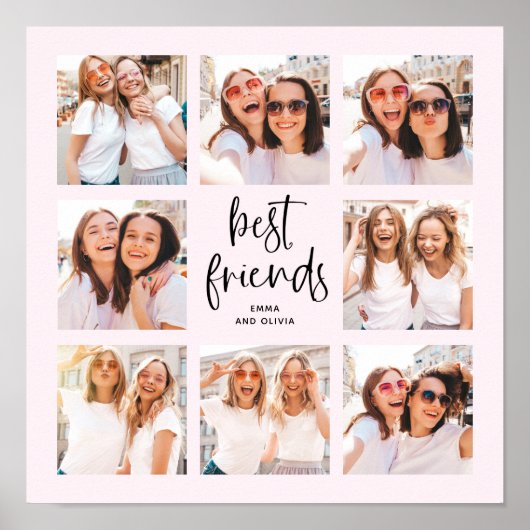 Trendy Script in Blush | Multi Foto Best Friends Poster (Vorne)