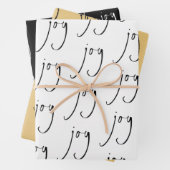 Trendy Script Joy Pattern Gold Schwarz-weiß Geschenkpapier Set (Beispiel)