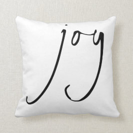 Trendy Script Joy Schwarz-weiße Weihnachten Kissen