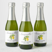 Trendy Script Lemon Limoncello Small Bottle Label Schaumweinetikett (Flaschen)