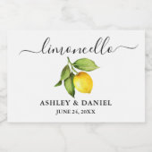 Trendy Script Lemon Limoncello Small Bottle Label Schaumweinetikett (Einzelnes Label)