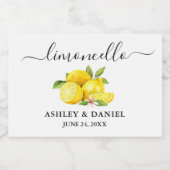 Trendy Script Lemons Limoncello Small Bottle Label Schaumweinetikett (Einzelnes Label)