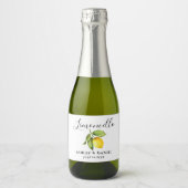 Trendy Script Limoncello Lemon Kleines Flascheneti Schaumweinetikett (Vorderseite)
