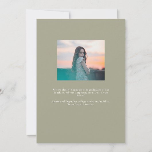 Trendy Script mit Arch Two Foto Abschluss Ankündigung (Rückseite)