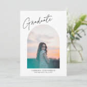 Trendy Script mit Arch Two Foto Abschluss Anno Ankündigung (Stehend Vorderseite)