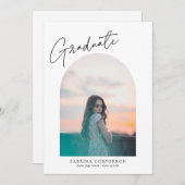 Trendy Script mit Arch Two Foto Abschluss Anno Ankündigung (Vorne/Hinten)