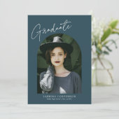 Trendy Script mit Arch Two Foto Abschluss Anno Ankündigung (Stehend Vorderseite)