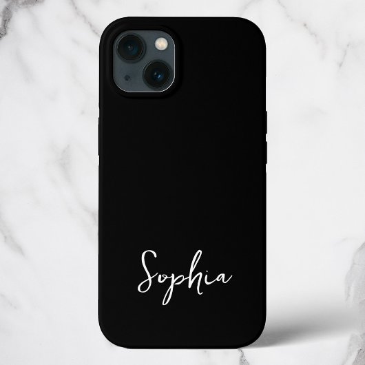Trendy Script Modern Custom Signname Black iPhone Hülle