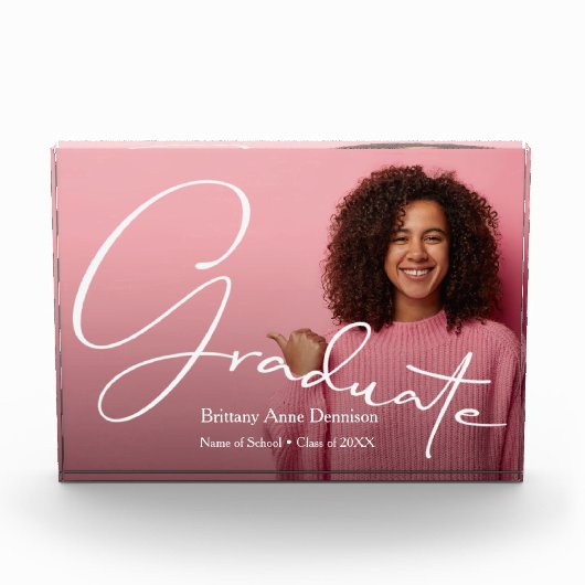 Trendy Script Modern Graduate Fotoblock (Vorderseite)