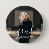 Trendy Script Modern Simple Graduation Photo Button (Vorderseite)