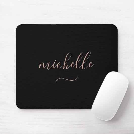 Trendy Script Monogram Black Gold Mousepad (Mit Mouse)