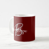 Trendy Script Monogram Burgundy Gray White Kaffeetasse (Vorderseite Links)
