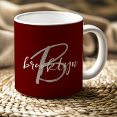 Trendy Script Monogram Burgundy Gray White Kaffeetasse
