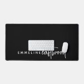 Trendy Script Monogram Schwarz Schreibtischunterlage (Tastatur & Maus)