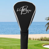 Trendy Script Monogram Schwarz-weiß Grau Golf Headcover