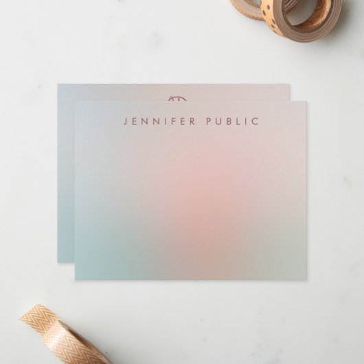 Trendy Script Monogram Simple Elegance Colors Mitteilungskarte (Vorderseite/Rückseite Beispiel)