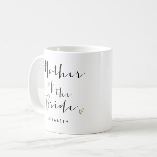 Trendy Script "Mutter der Braut" Kaffeetasse (Vorderseite Links)