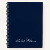 Trendy Script Navy Blue Minimalist Monogram Notizblock (Vorderseite)
