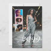 Trendy Script Overlay 4 Foto Collage Abschluss Ankündigung (Vorderseite)