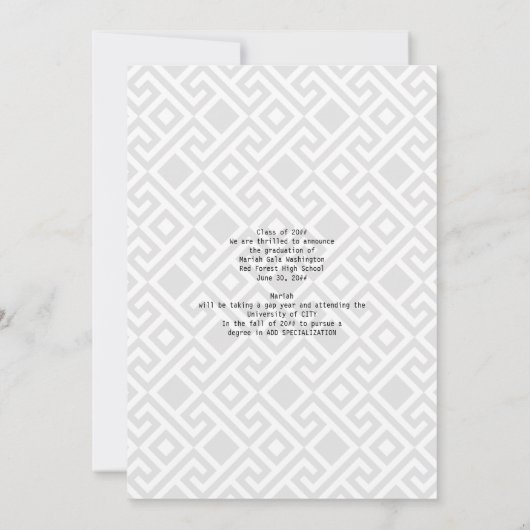 Trendy Script Overlay 4 Foto Collage Abschluss Ankündigung (Rückseite)