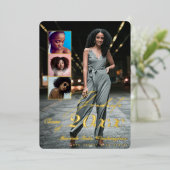 Trendy Script Overlay 4 Foto Collage Abschluss Folieneinladung (Stehend vorne)