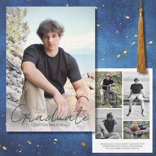 Trendy Script Overlay Five-Foto-Abschluss Ankündigung