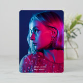 Trendy Script Overlay | Foto Abschluss Silver Folieneinladung (Stehend vorne)