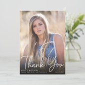 Trendy Script Overlay Foto Abschluss Vielen Dank Dankeskarte (Stehend Vorderseite)