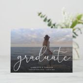 Trendy Script Overlay Multi Foto Abitur Ankündigung (Stehend Vorderseite)