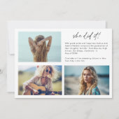 Trendy Script Overlay Multi-Foto-Abschluss Ankündigung (Rückseite)