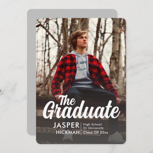 Trendy Script Overlay Silver | FOTO ABSCHLUSS Ankündigung (Vorne/Hinten)