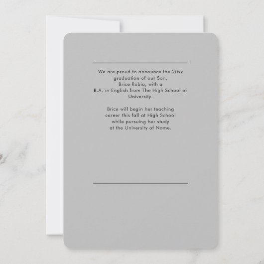 Trendy Script Overlay Silver | FOTO ABSCHLUSS Ankündigung (Rückseite)