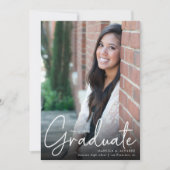 Trendy Script Overlay Two Foto Abschluss Announ Ankündigung (Vorderseite)