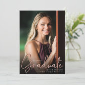 Trendy Script Overlay Two Foto Abschluss Announ Ankündigung (Stehend Vorderseite)