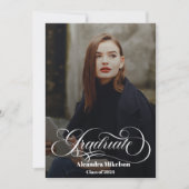 Trendy Script Overlay Zwei-Foto-Abschluss Ankündigung (Vorderseite)