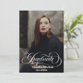 Trendy Script Overlay Zwei-Foto-Abschluss Ankündigung (Stehend Vorderseite)