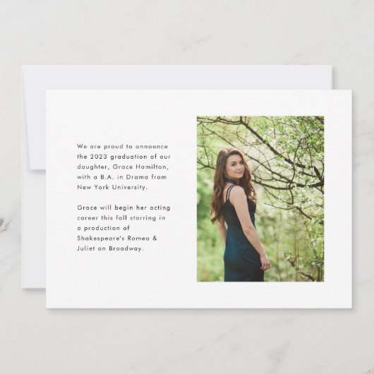 Trendy Script Overlay | Zwei Foto Abschluss Ankündigung (Rückseite)