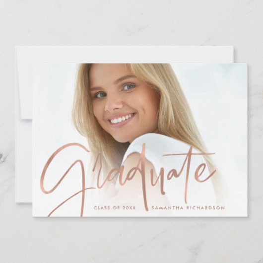 Trendy Script Overlay | Zwei Foto Abschluss Ankündigung (Vorderseite)