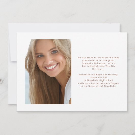 Trendy Script Overlay | Zwei Foto Abschluss Ankündigung (Rückseite)