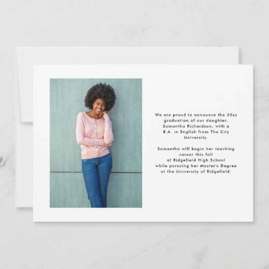 Trendy Script Overlay | Zwei Foto Abschluss Ankündigung (Rückseite)