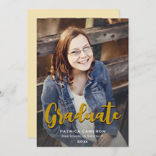 Trendy Script Overlay | Zwei Foto Abschluss Annou Ankündigung (Vorne/Hinten)